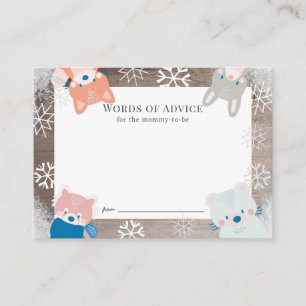 Woodland Animals Snowflake Pink Advice Card