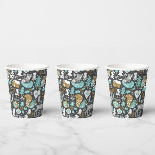 Woodland Animals Snowflakes Scandinavian Christmas Paper Cups
