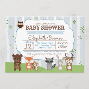 Woodland Animals Spring or Summer Baby Shower Invitation