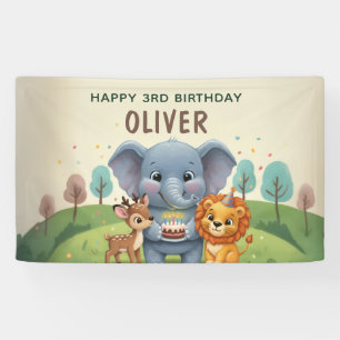 Woodland Animals Sweet 3rd Birthday Banner