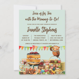 Woodland Animals Tea Party Baby Shower Invitation