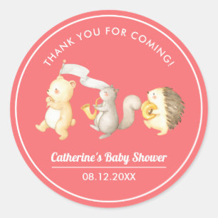 Woodland Animals Thank You Baby Shower Classic Round Sticker