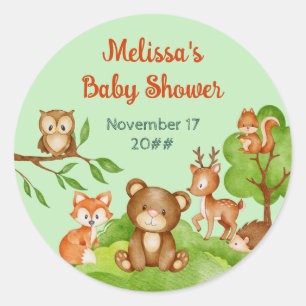 Woodland Animals Thank you Baby Shower Classic Round Sticker