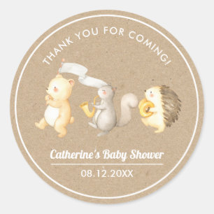 Woodland Animals Thank You Baby Shower Classic Round Sticker