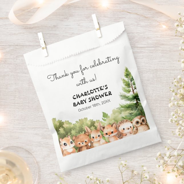 Woodland Animals Thank you Baby Shower Favour Bags (Clipped)