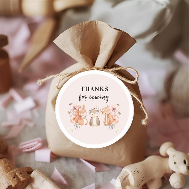 Woodland Animals Thank You Stickers | Rustic Pink  (Creator Uploaded)