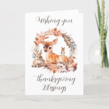 Woodland Animals Thanksgiving Greeting Card