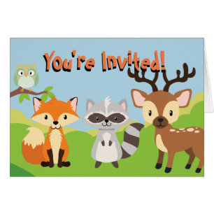 Woodland Animals Theme Birthday Invitation Card