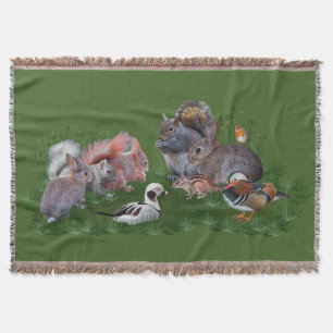 Woodland Animals Throw Blanket
