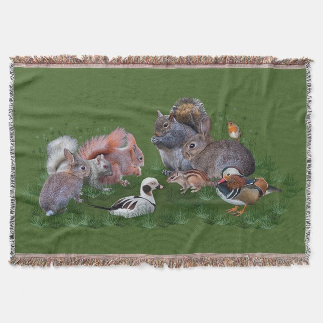 Woodland Animals Throw Blanket (Front)