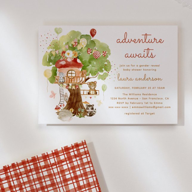 Woodland Animals Tree House Adventure Baby Shower Invitation (Creator Uploaded)