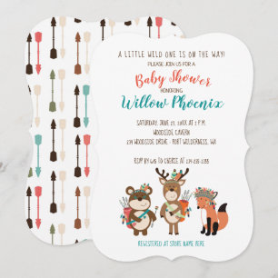 Woodland Animals Tribal Boho Baby Shower Invite