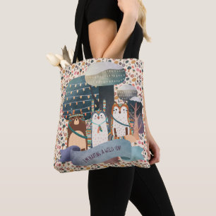 Woodland Animals Tribal Wild One Tote Personalised Bag