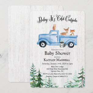 Woodland Animals Truck Baby Shower Invitation
