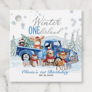 Woodland Animals Truck ONEderland 1st Birthday Favour Tags