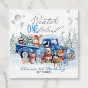 Woodland Animals Truck ONEderland 1st Birthday Favour Tags