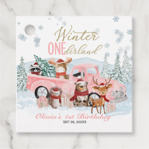 Woodland Animals Truck ONEderland 1st Birthday Favour Tags