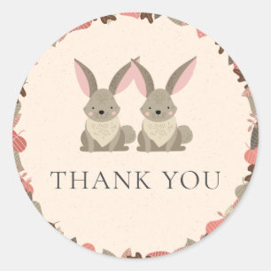Woodland Animals  Twins Thank You Classic Round Sticker