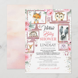 Woodland Animals Virtual Baby Shower Invitation