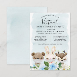 Woodland Animals Virtual Baby Shower Invite Boy