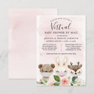Woodland Animals Virtual Baby Shower Invites Girl