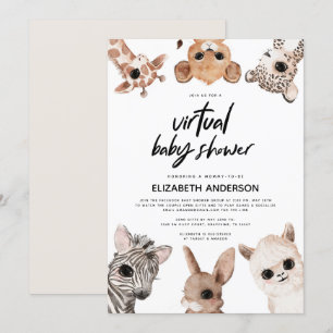 Woodland Animals Virtual Modern Baby Shower Invitation