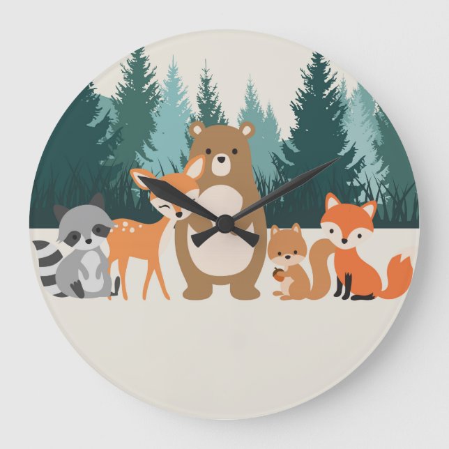 Woodland animals wall clock (Front)
