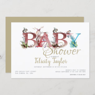 Woodland Animals Watercolor Baby Shower Invitation