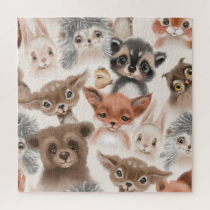 Woodland Animals: Watercolor Seamless Pattern Jigsaw Puzzle