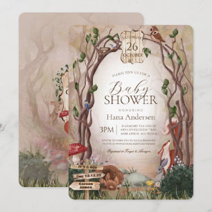 Woodland Animals Whimsical Forest Baby Shower Invitation