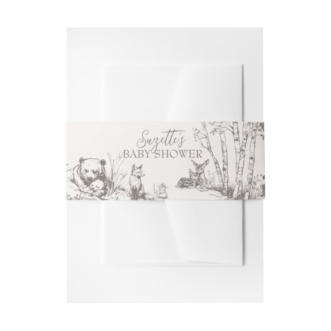 Woodland Animals Whimsical Winter Baby Shower Invitation Belly Band (Front Example)