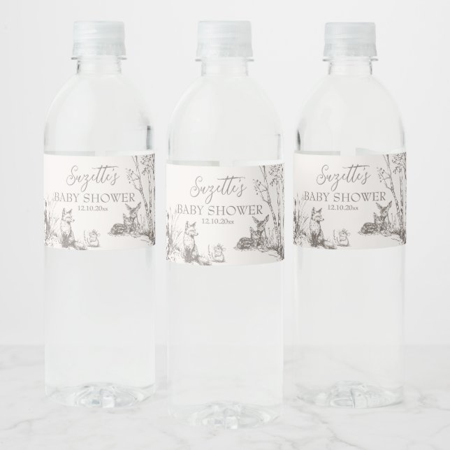 Woodland Animals Whimsical Winter Baby Shower Water Bottle Label (Bottles)