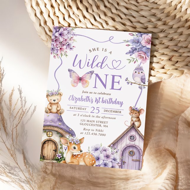 Woodland Animals Wild One 1st Birthday Invitation (Creator Uploaded)