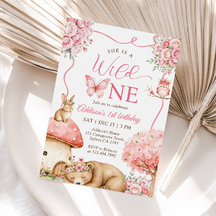Woodland Animals Wild One 1st Birthday Invitation