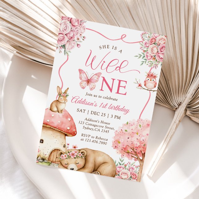 Woodland Animals Wild One 1st Birthday Invitation (Creator Uploaded)