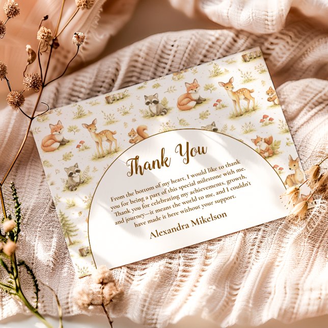 Woodland Animals Wild One Birthday Thank You Card (Creator Uploaded)