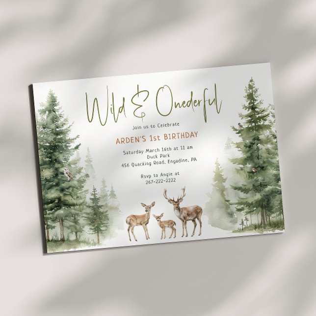 Woodland Animals "Wild & Onederful" Kids Birthday Invitation (Creator Uploaded)