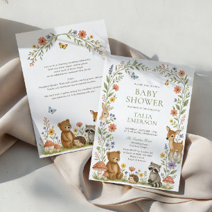 Woodland Animals Wildflower Baby Shower Garden Invitation