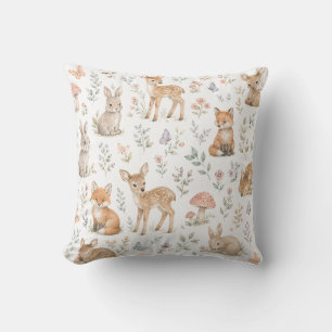 Woodland Animals Wildflower Botanical Forest Cushion