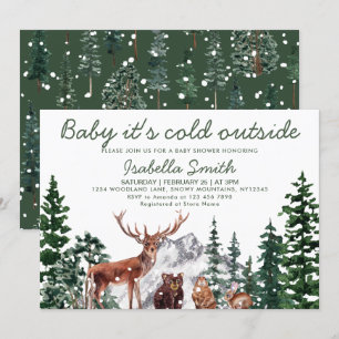 Woodland Animal's Winter Baby Shower Invitation
