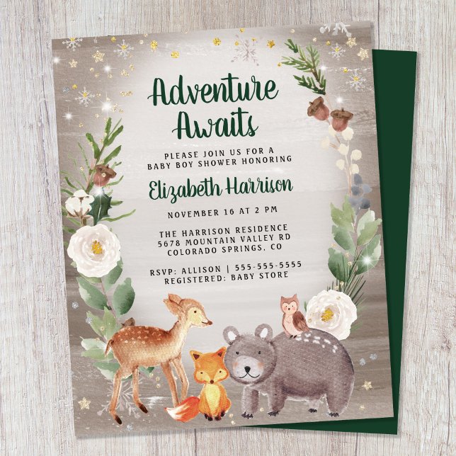 Woodland Animals Winter Baby Shower Invitation (Creator Uploaded)