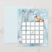 Woodland Animals Winter Boy Baby Shower Bingo Card