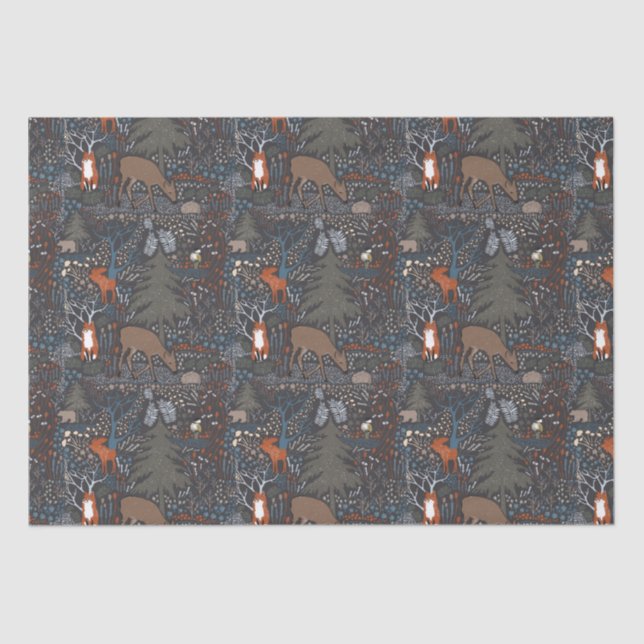 Woodland Animals Winter Woods Tissue Paper (Front)