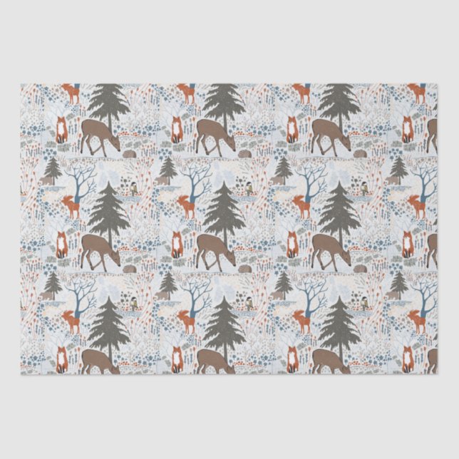Woodland Animals Winter Woods Tissue Paper (Front)
