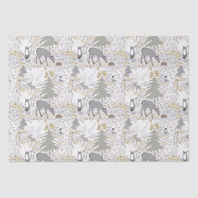 Woodland Animals Winter Woods Tissue Paper (Front)