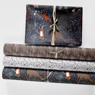 Woodland Animals Winter Woods Wrapping Paper Sheet