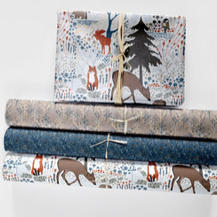 Woodland Animals Winter Woods Wrapping Paper Sheet
