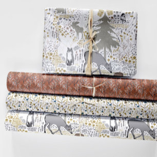 Woodland Animals Winter Woods Wrapping Paper Sheet