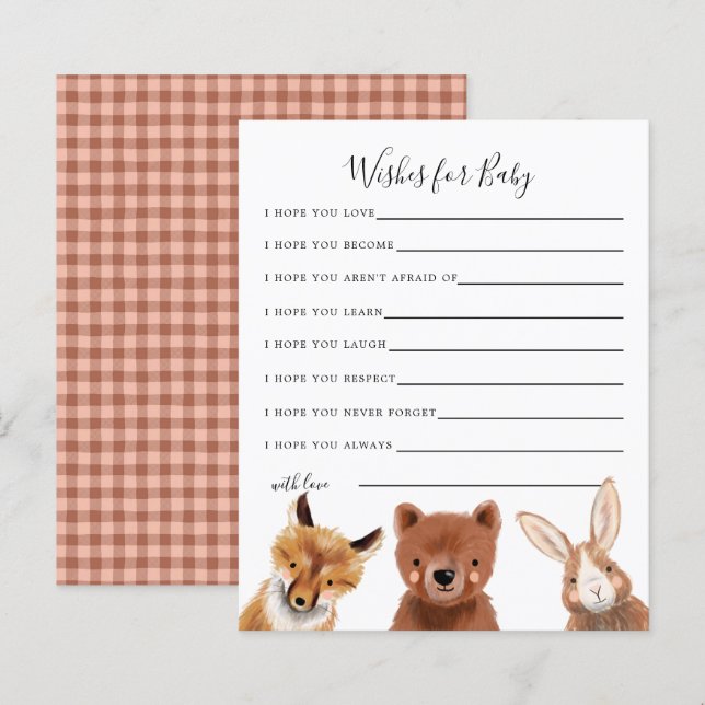 Woodland Animals Wishes for Baby Card (Front/Back)