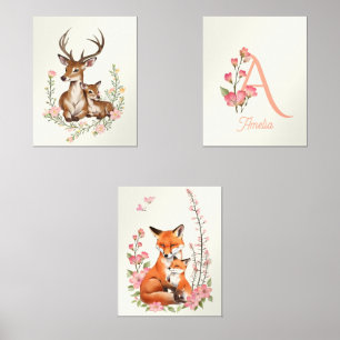 Woodland Animals with Monogram Name Nursery Kids 